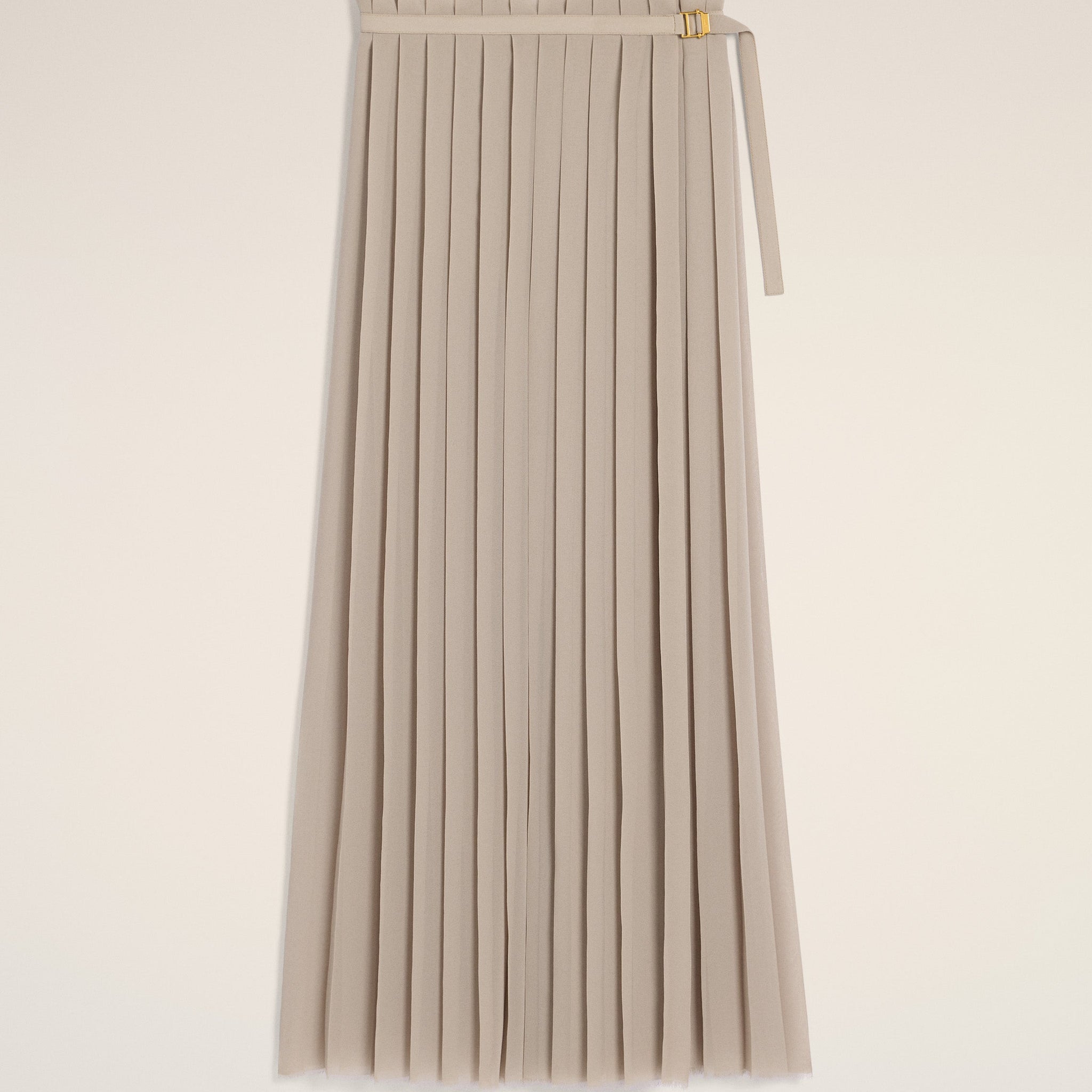 Beige Long Pleated Skirt
