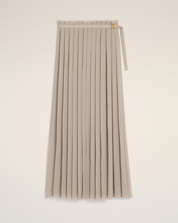 Beige Long Pleated Skirt