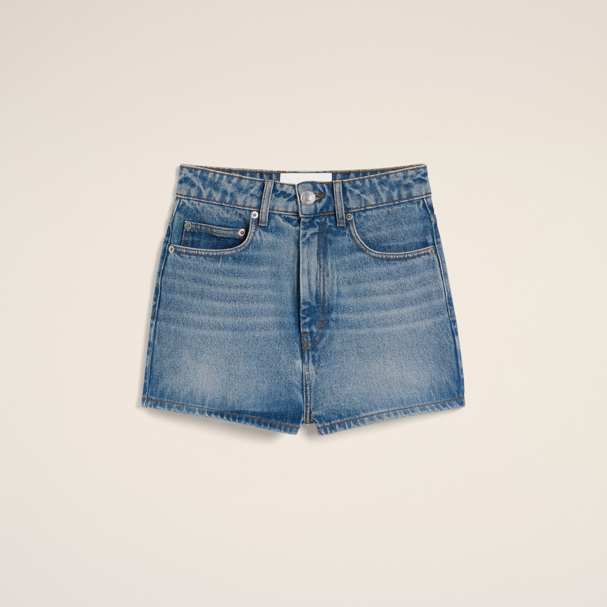 Blue Cotton Mini Shorts