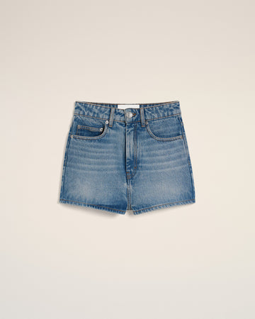 Blue Cotton Mini Shorts