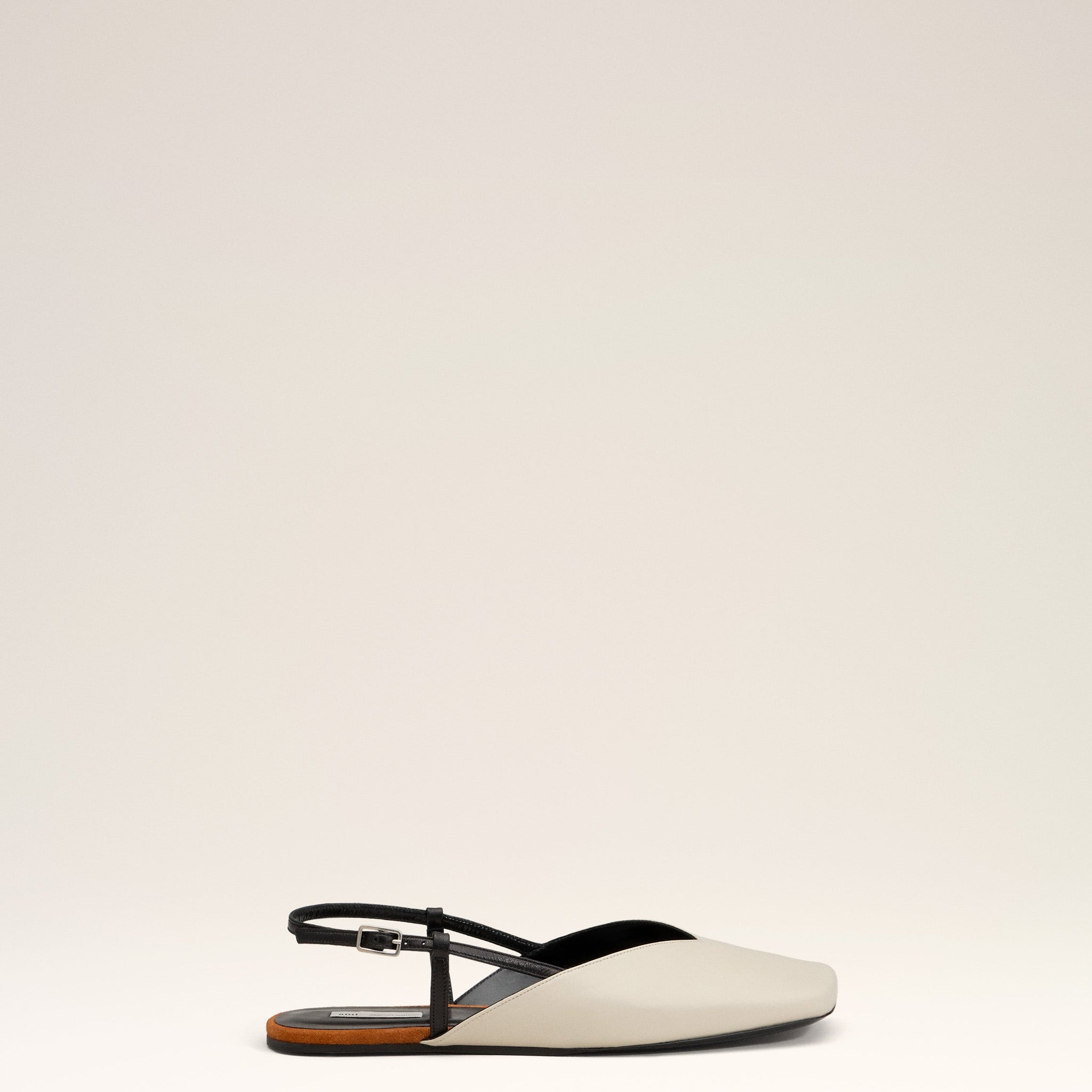 Beige Leather Slingbacks