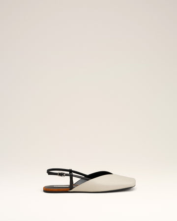 Beige Leather Slingbacks