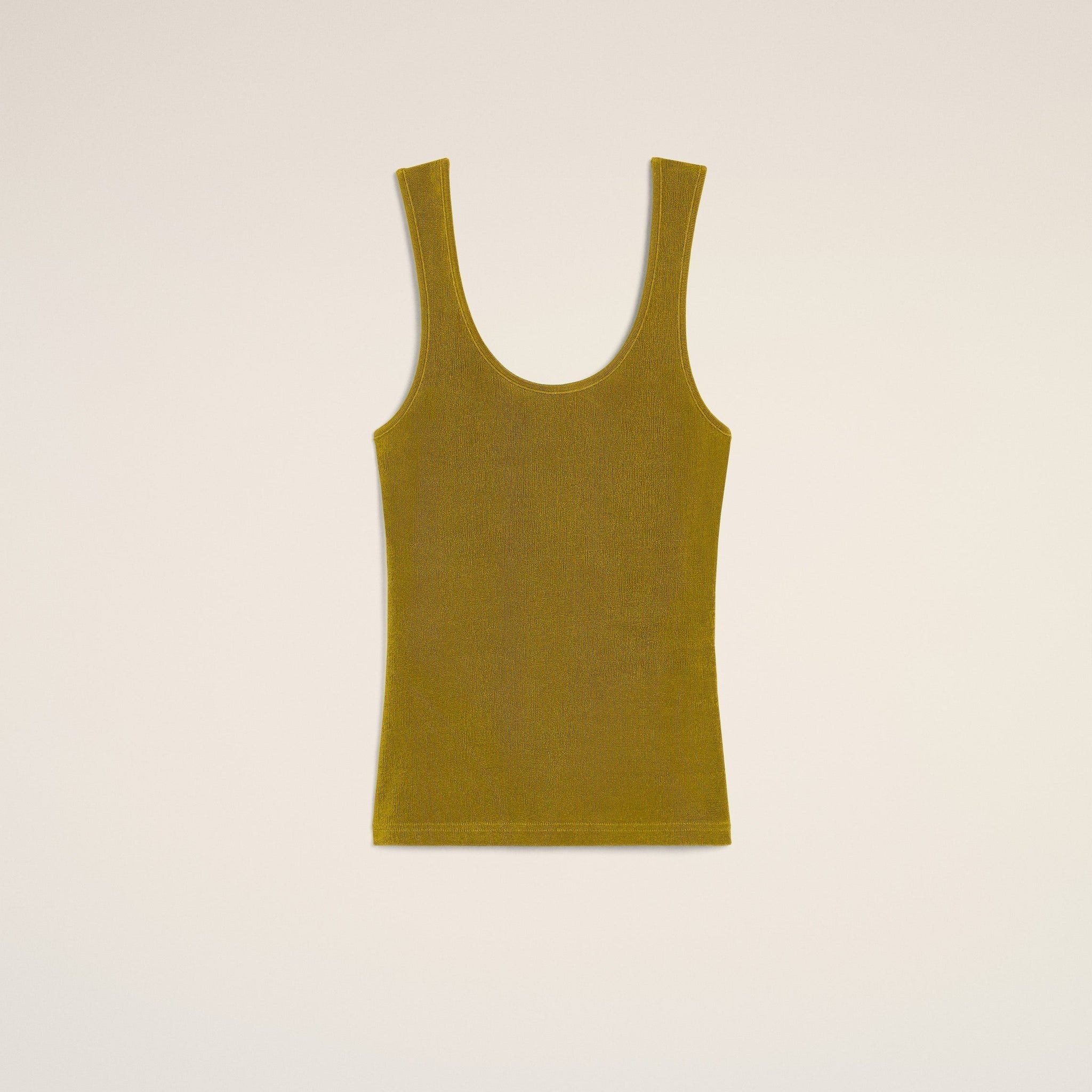 Khaki Light Shiny Rib Jersey Tanktop