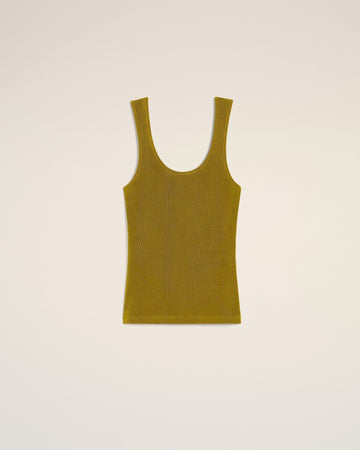 Khaki Light Shiny Rib Jersey Tanktop