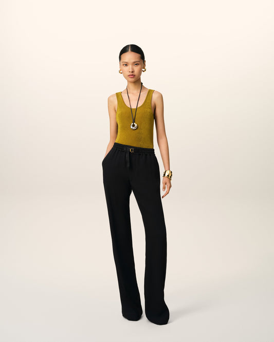 Black Flare Fit Elasticated Trousers