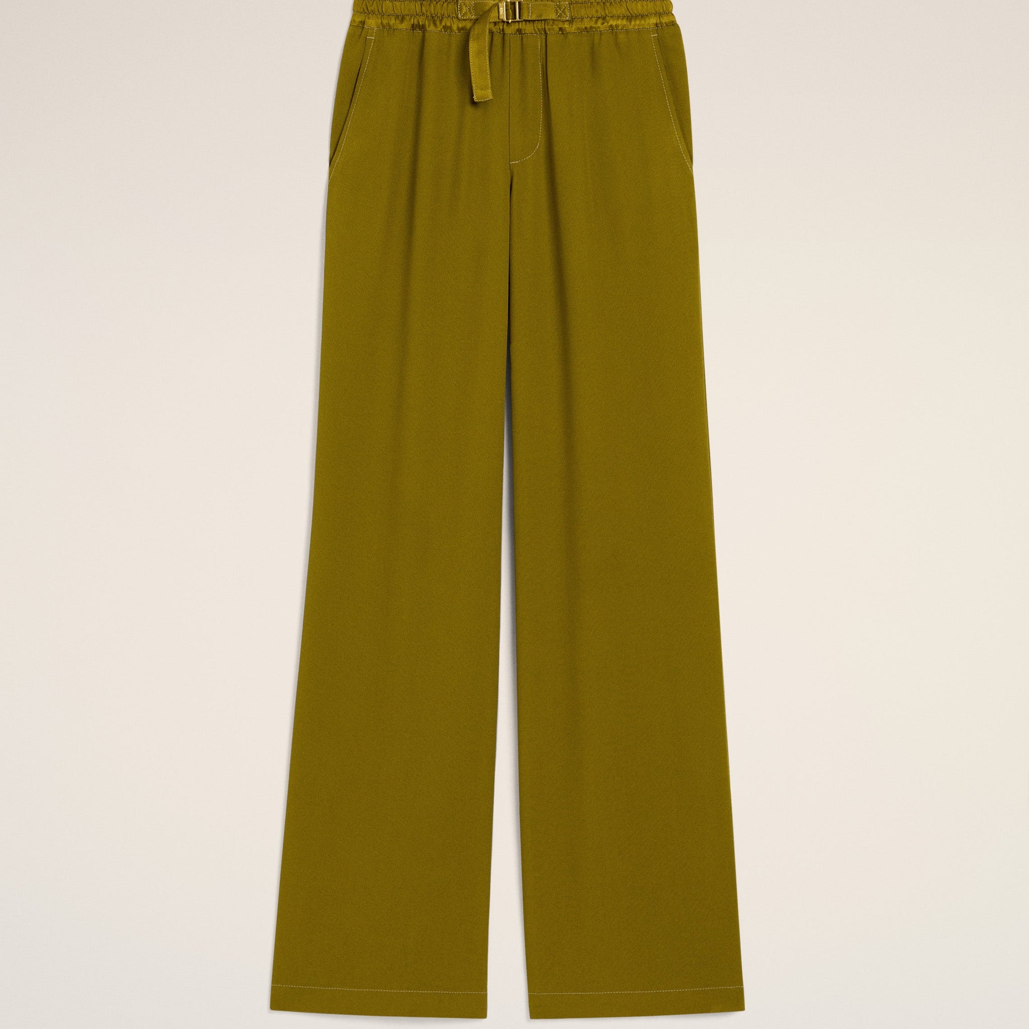 Khaki Flare Fit Elasticated Trousers