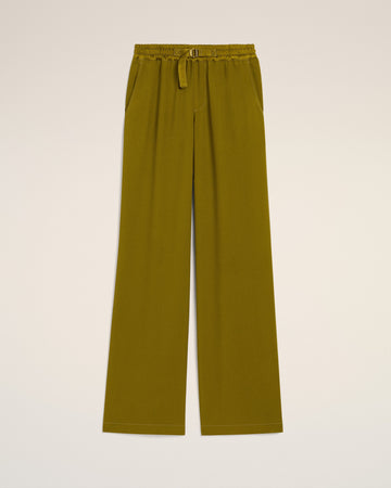Khaki Flare Fit Elasticated Trousers
