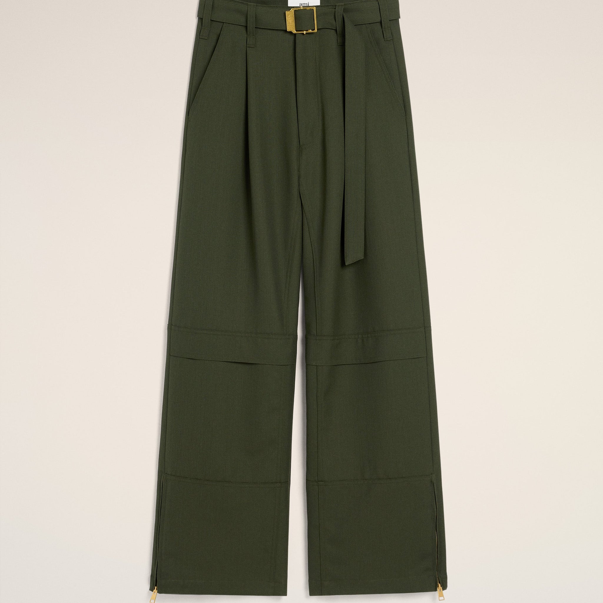 Green Wool Cargo Trousers