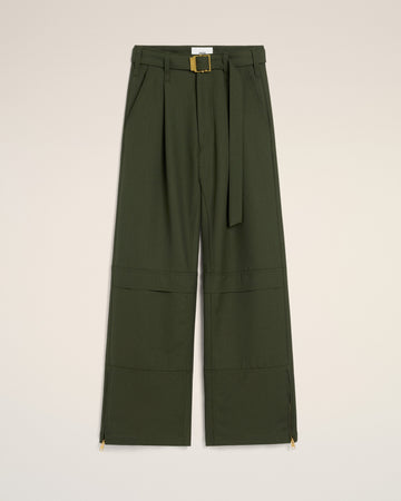 Green Wool Cargo Trousers