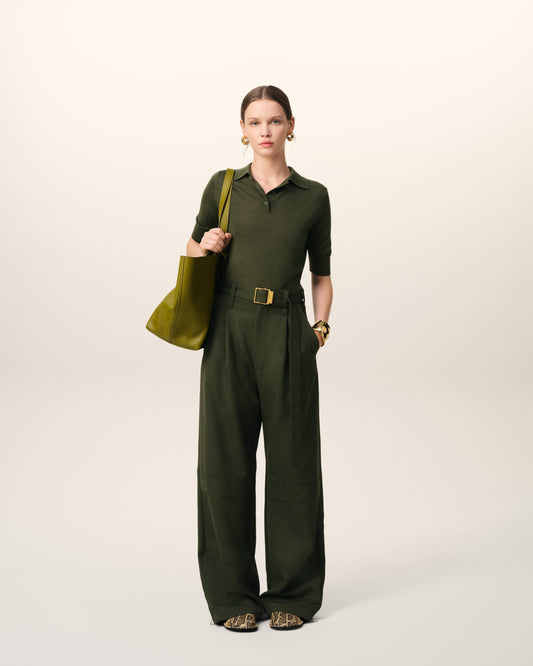 Green Wool Cargo Trousers