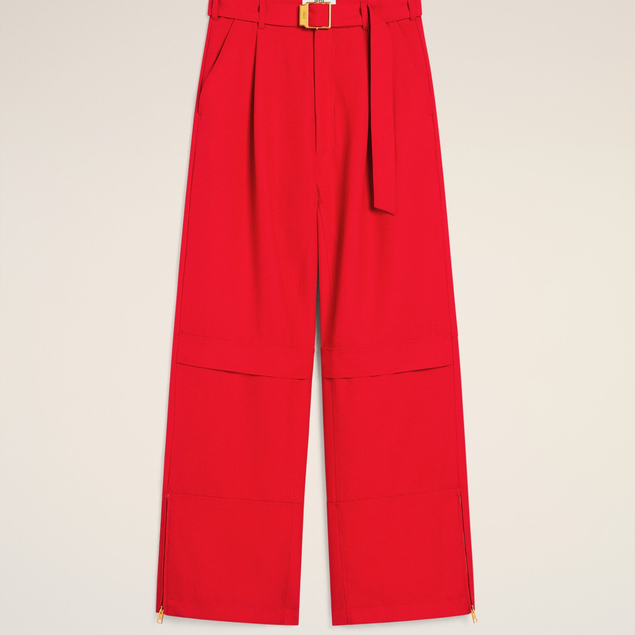 Red Wool Cargo Trousers