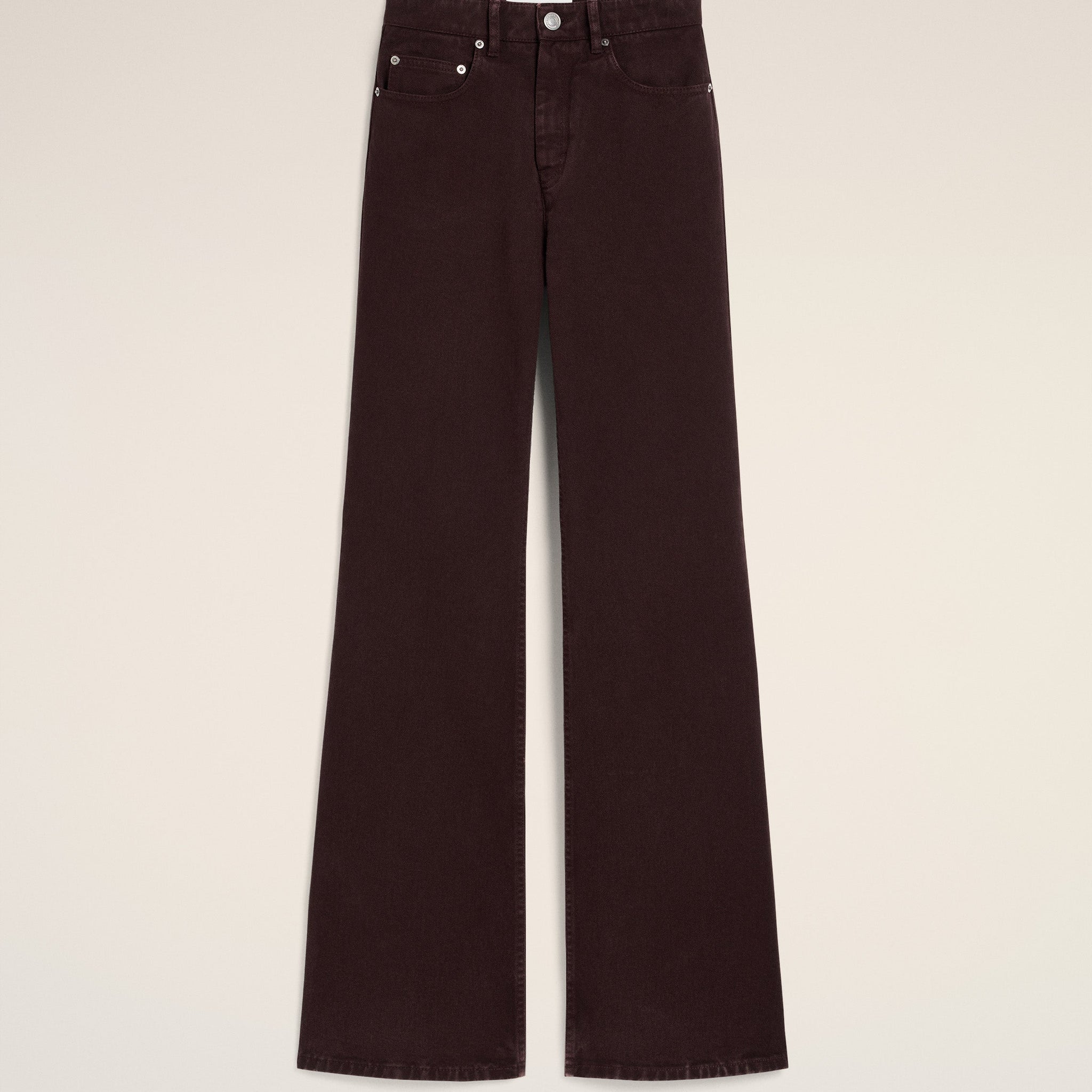 Burgundy Cotton Flare Fit Jeans