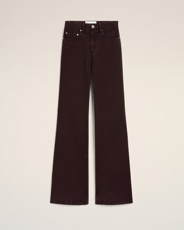 Burgundy Cotton Flare Fit Jeans