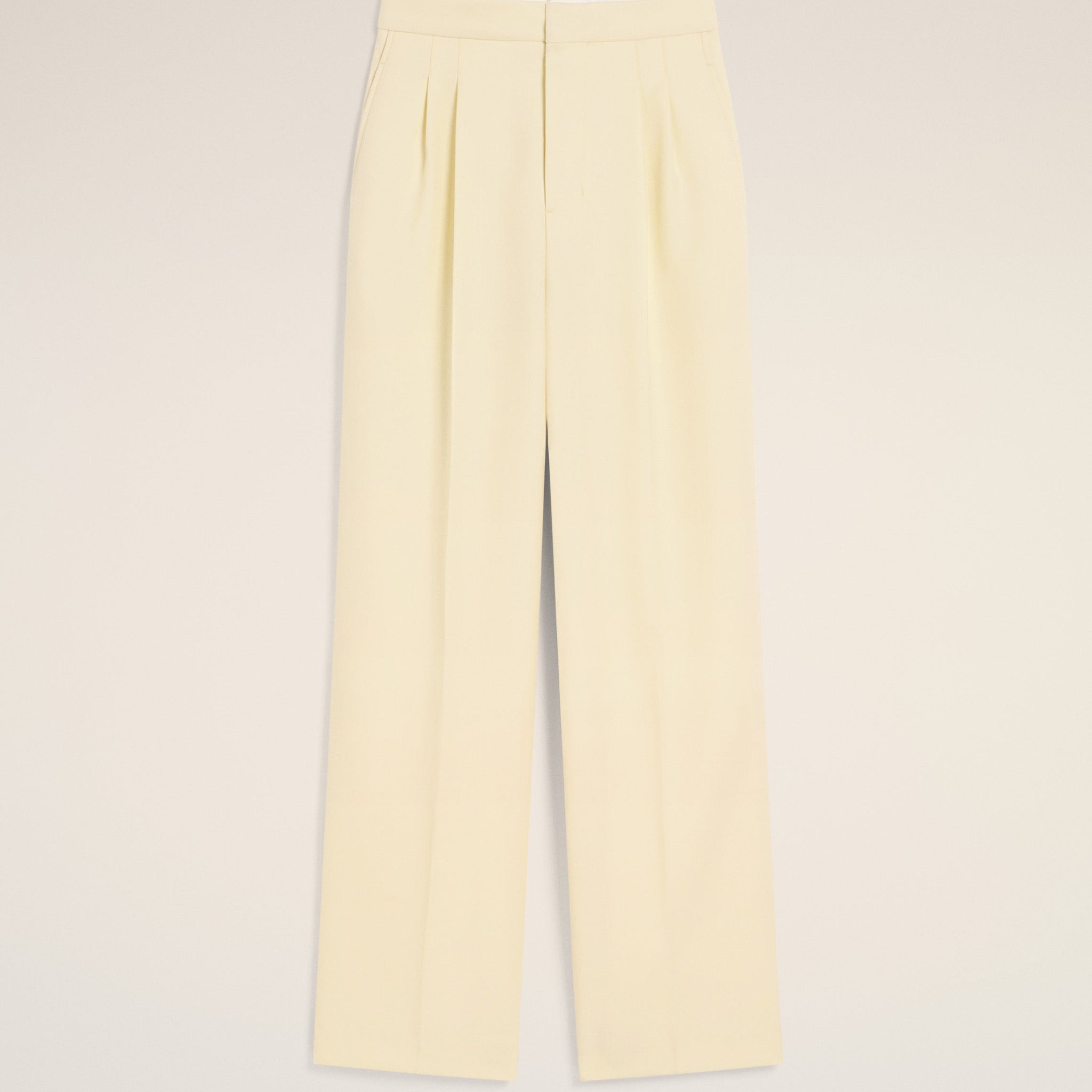 Yellow Wool High Waist Large Trousers