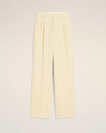 Yellow Wool High Waist Large Trousers