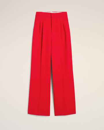 Red Wool High Waist Large Trousers
