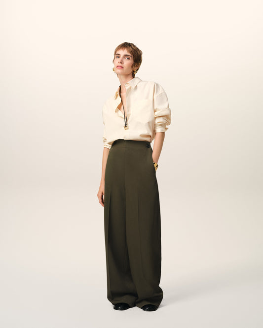 Green Wool Sailor Trousers
