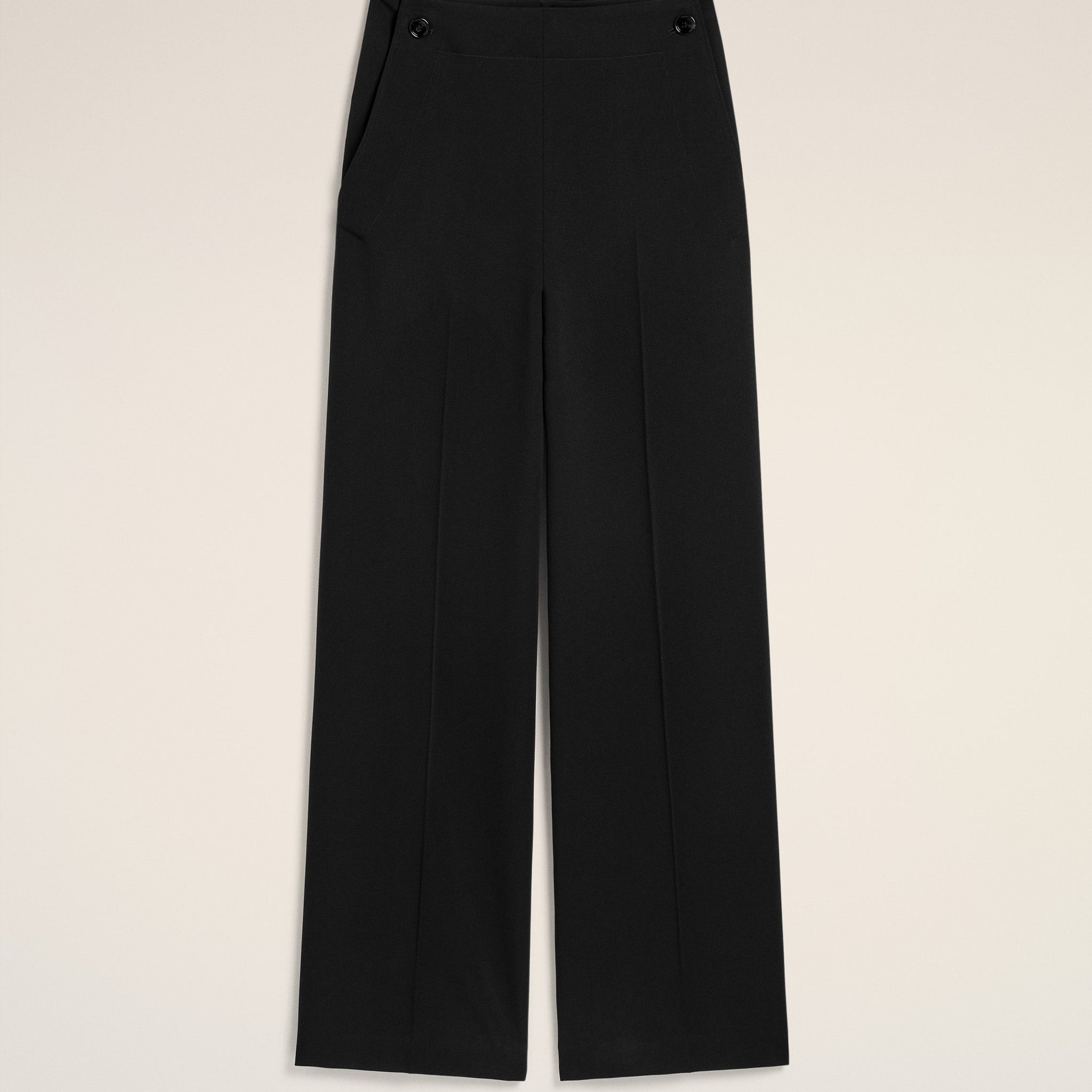 Black Wool Sailor Trousers