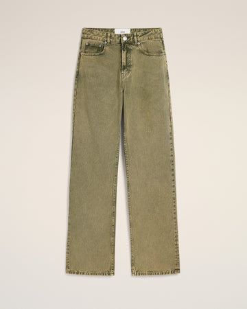 Green Cotton Large Fit Jeans
