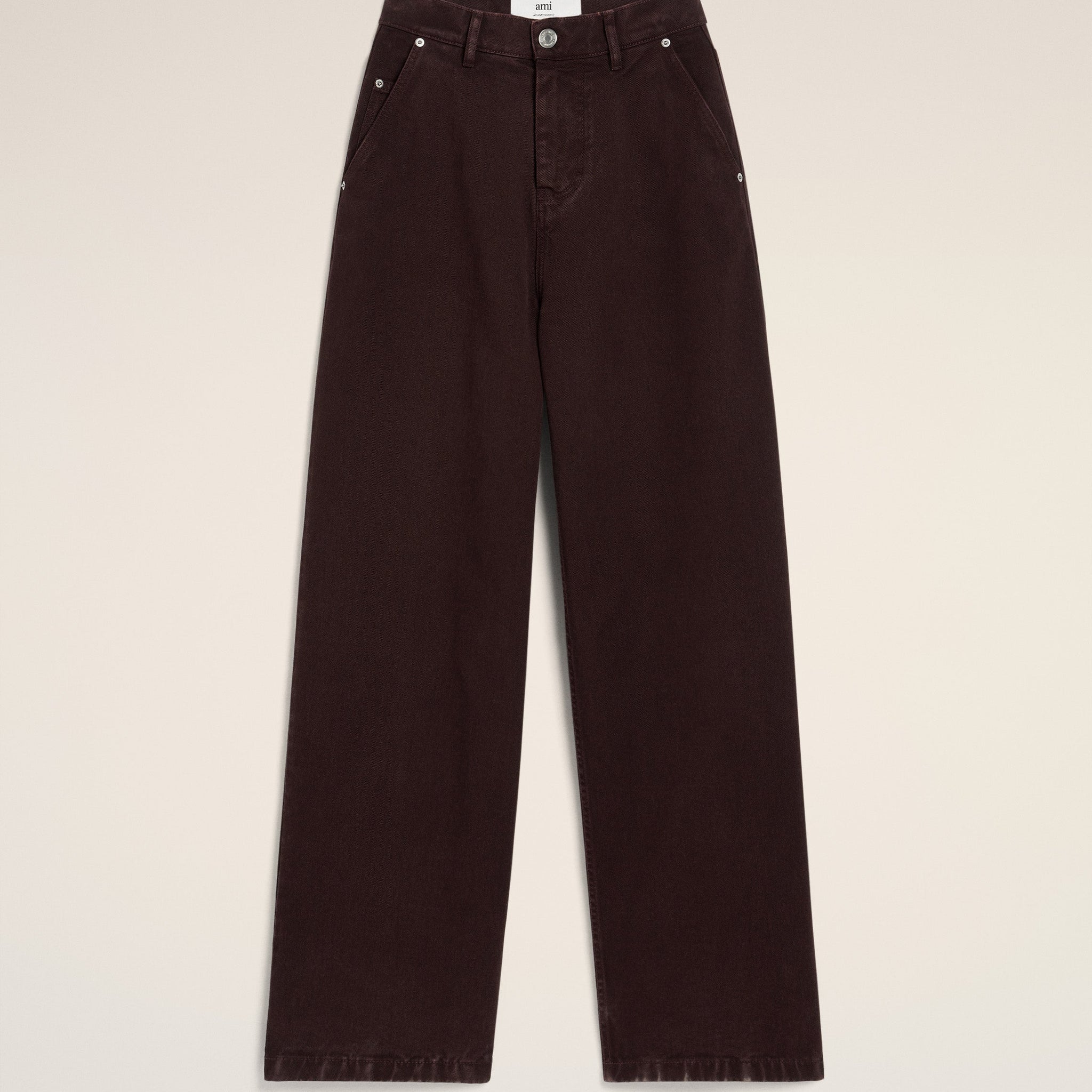 Burgundy Cotton Wide Fit Jeans