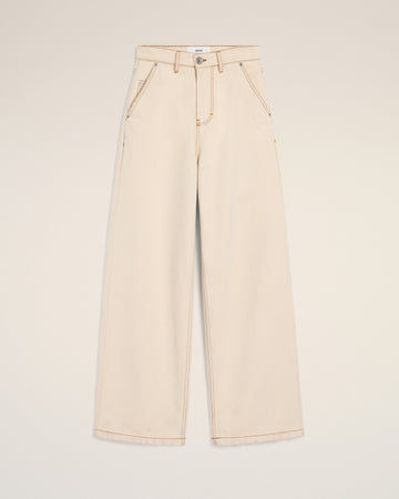 Beige Cotton Wide Fit Jeans