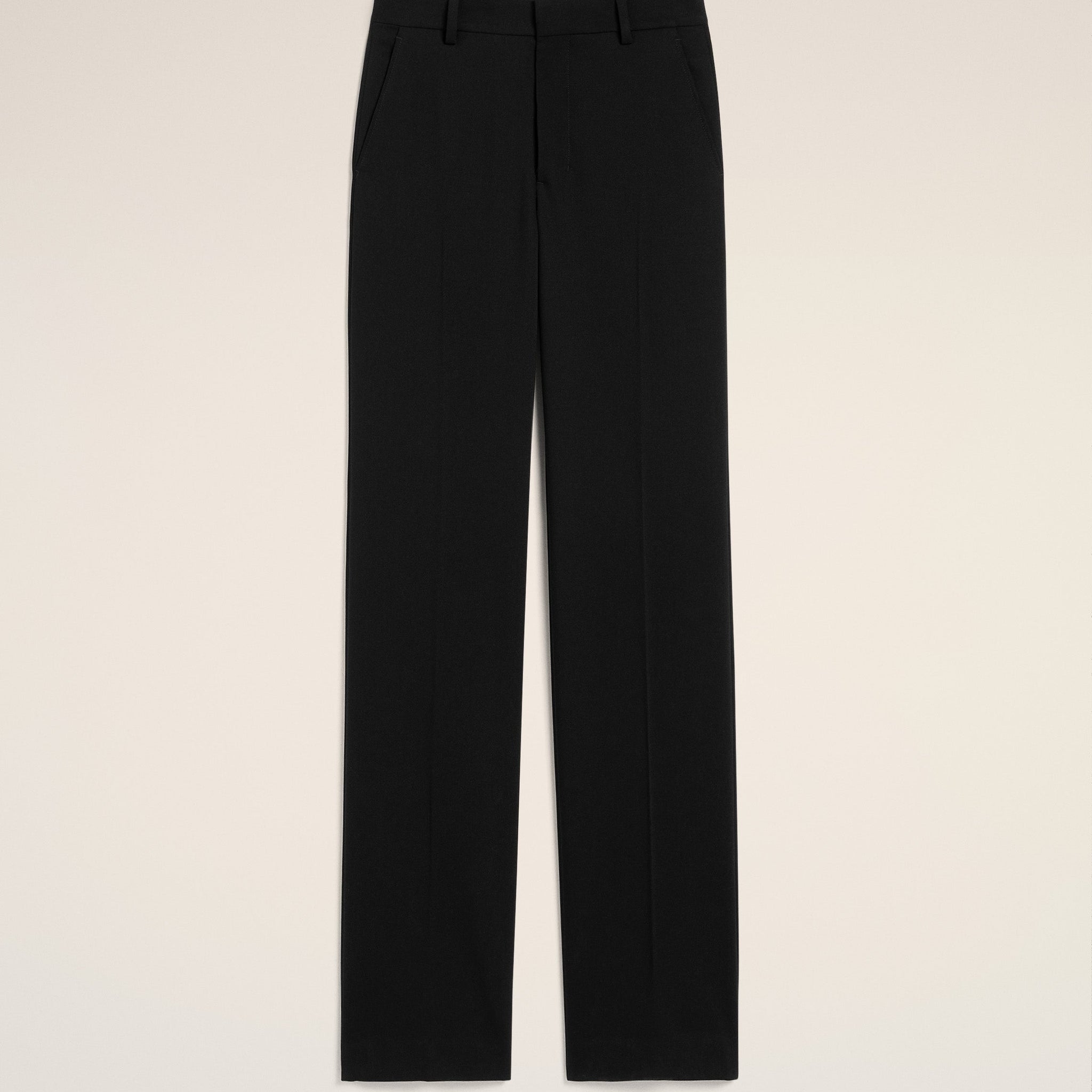Black Wool Contrasted Straight Trousers