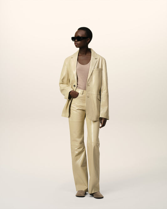 Leather Straight Fit Trousers