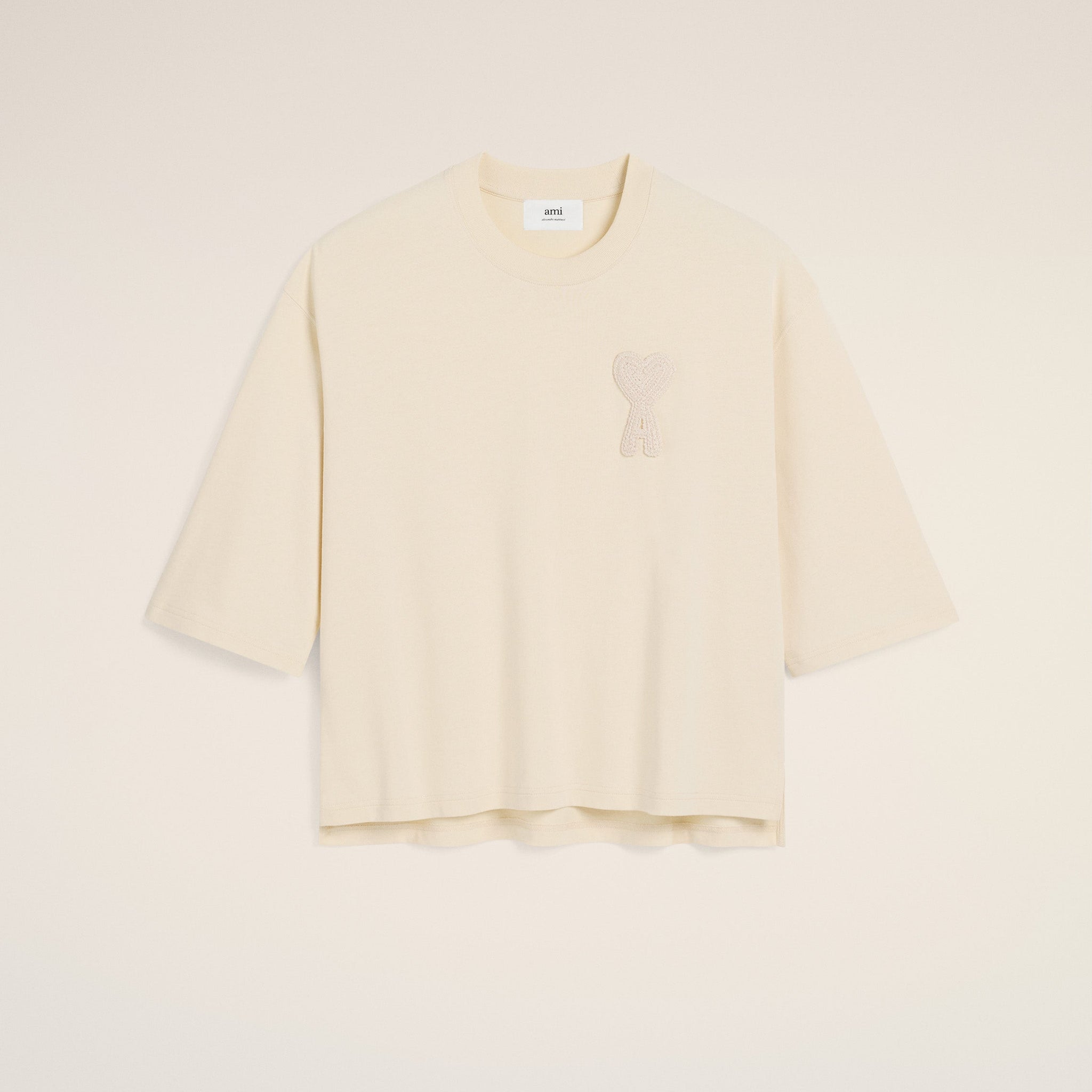 Beige Cotton Ami de Coeur Patch T-Shirt