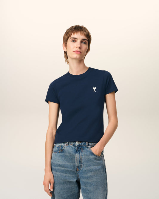 Navy Cotton Cropped T-Shirt
