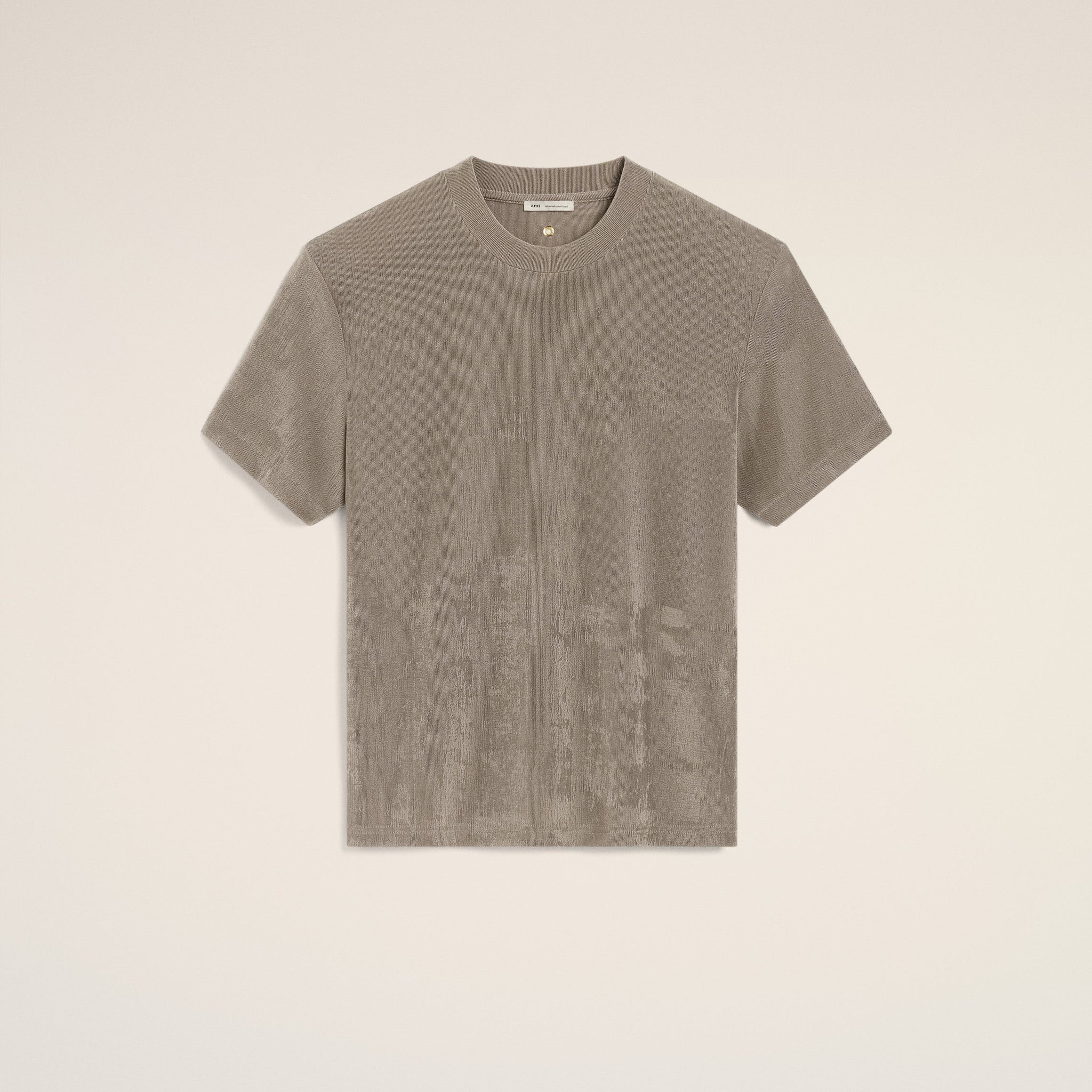 Beige Shiny Jersey Short Sleeve T-Shirt