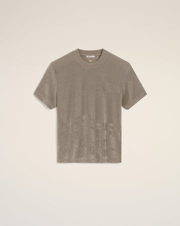 Beige Shiny Jersey Short Sleeve T-Shirt