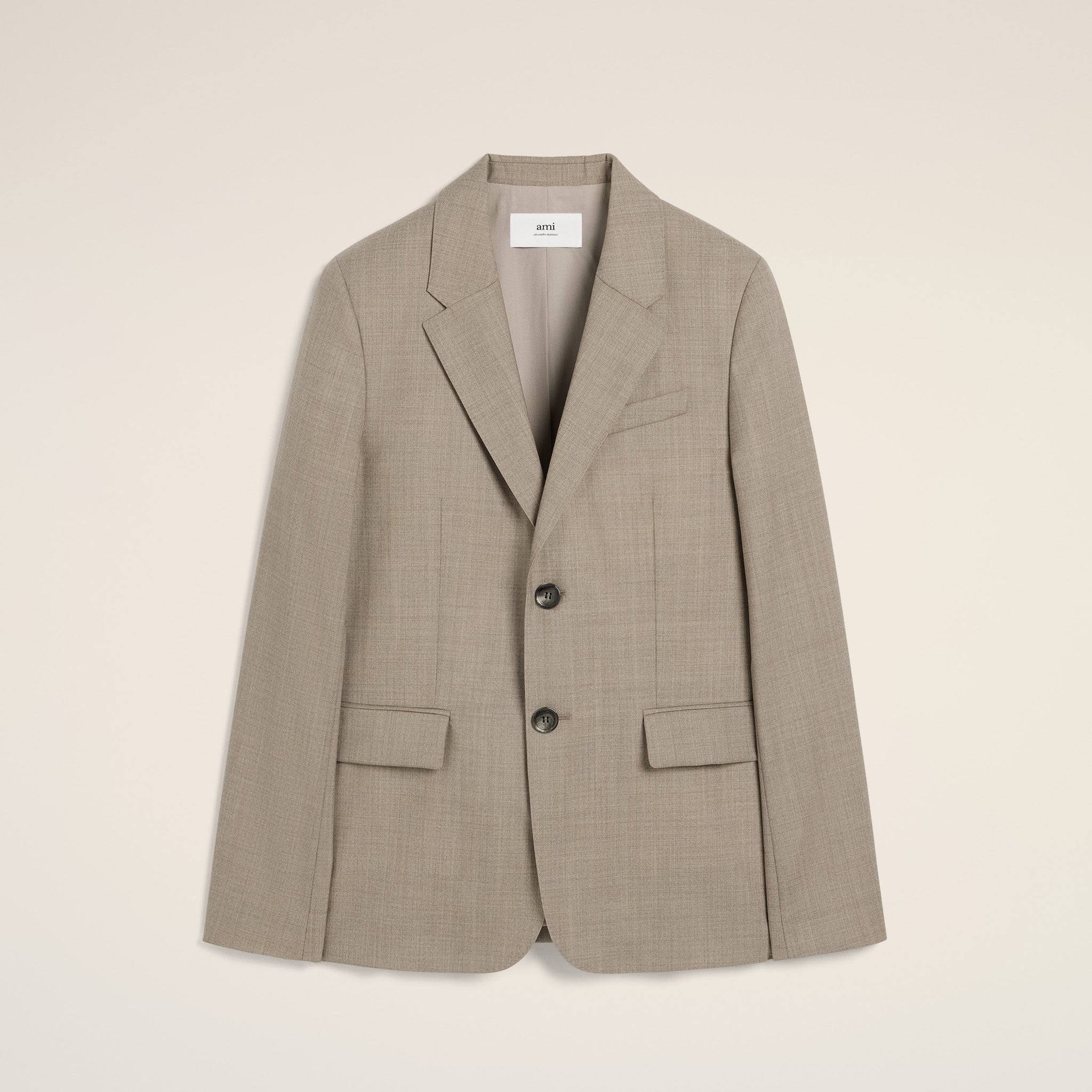 Beige Wool Two Buttons Jacket