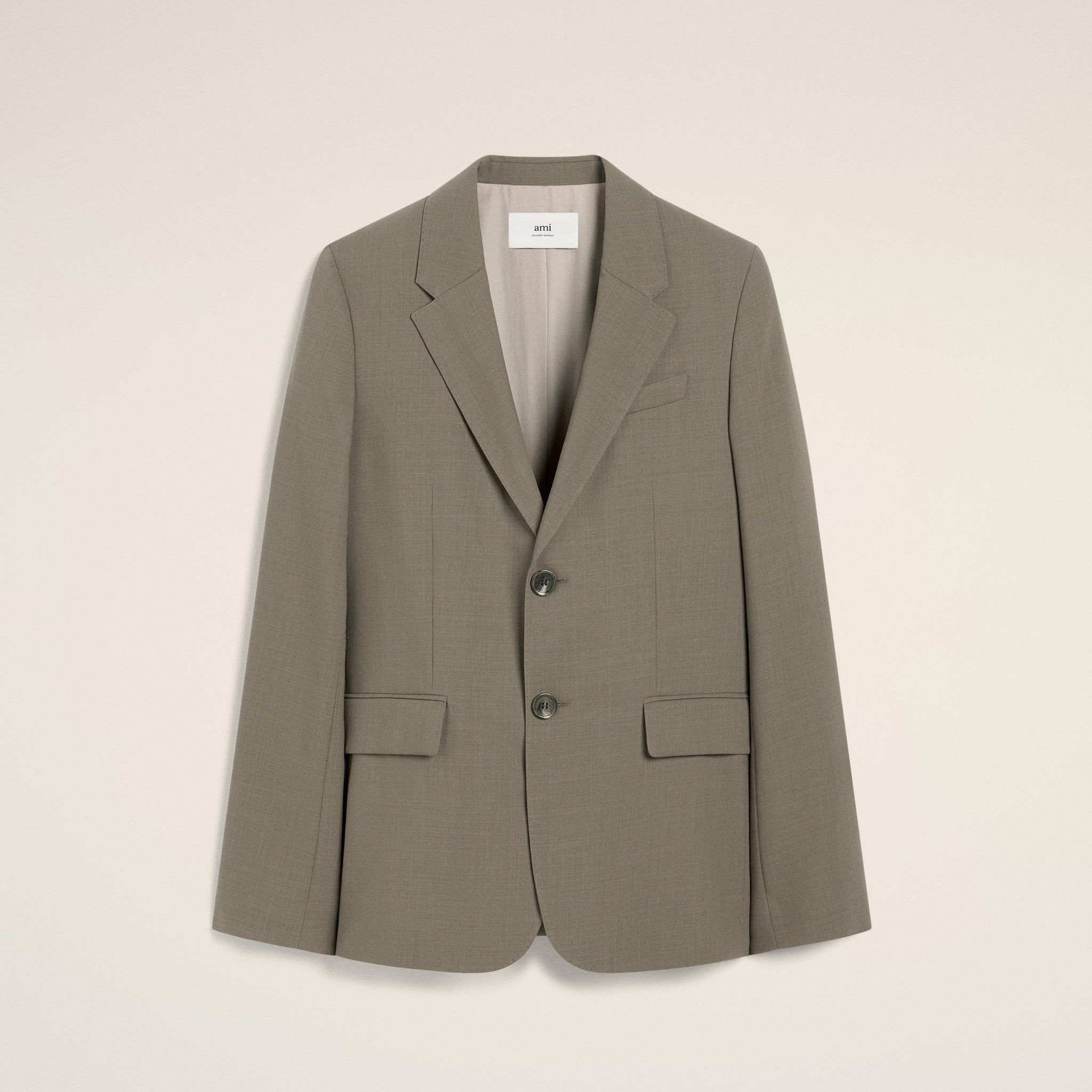 Taupe Wool Two Buttons Jacket