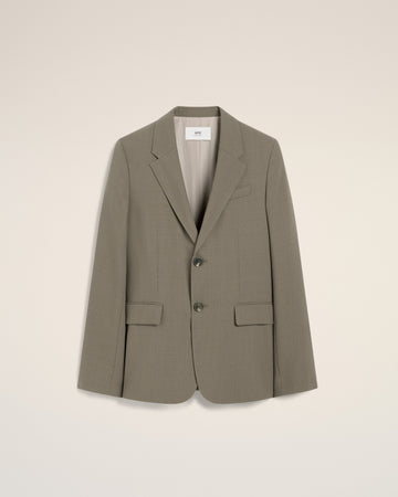 Taupe Wool Two Buttons Jacket