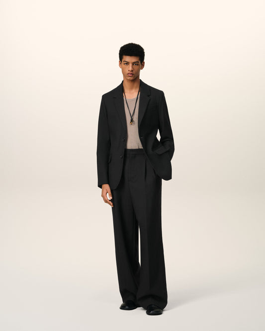 Black Wool Two Button Jacket