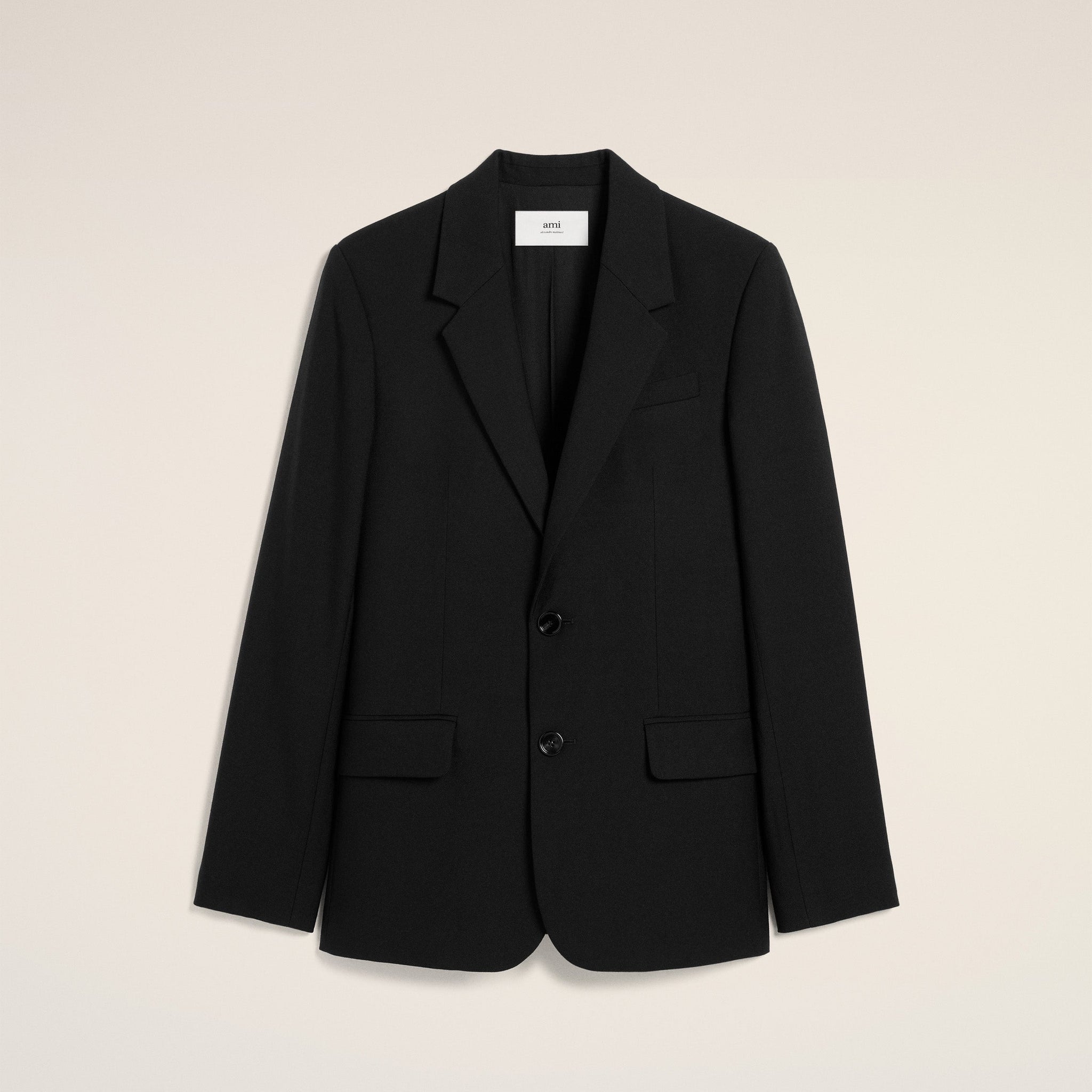 Black Wool Two Button Jacket