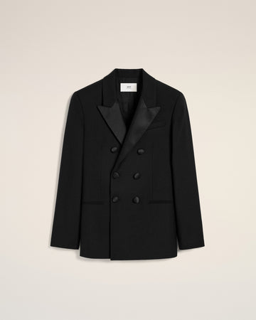 Black Wool Double Breasted Jacket
