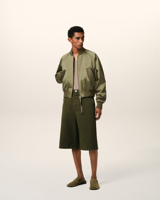Green Cotton Satin Ami de Coeur Bomber