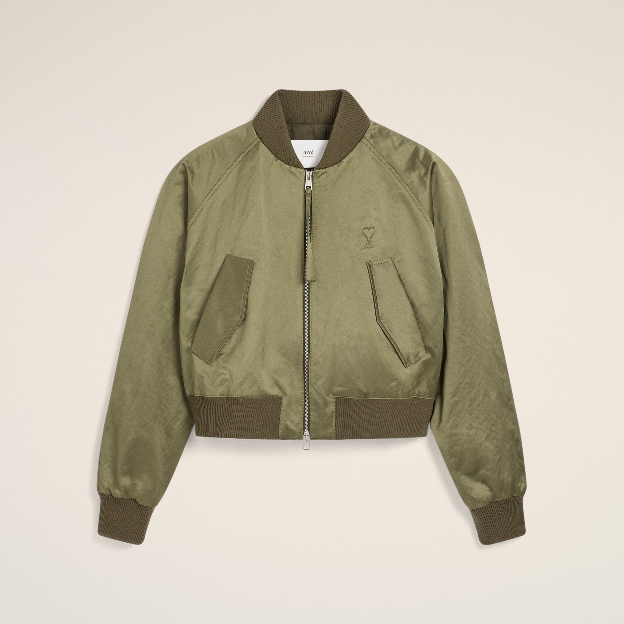 Green Cotton Satin Ami de Coeur Bomber