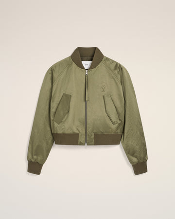 Green Cotton Satin Ami de Coeur Bomber