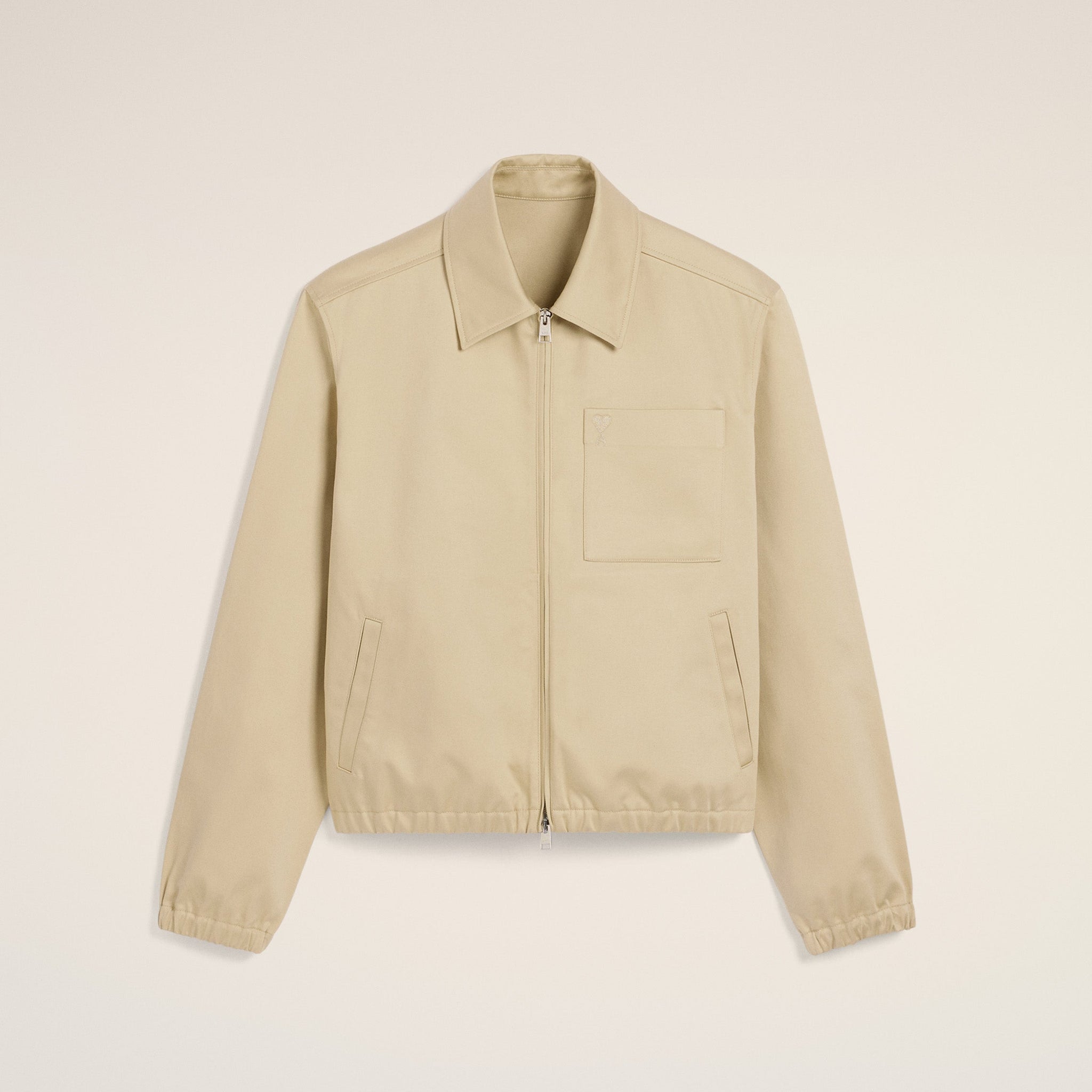 Beige Cotton Ami de Coeur Zipped Jacket