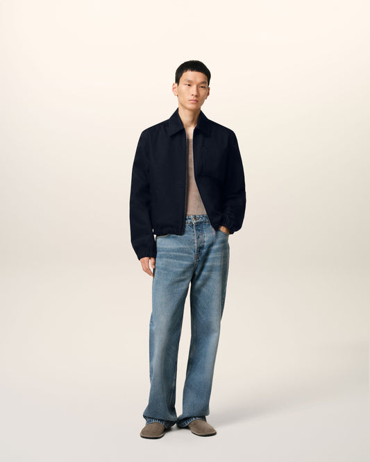 Navy Cotton Ami de Coeur Zipped Jacket