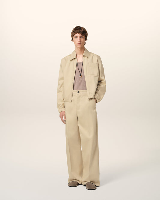 Beige Cotton Ami de Coeur Zipped Jacket