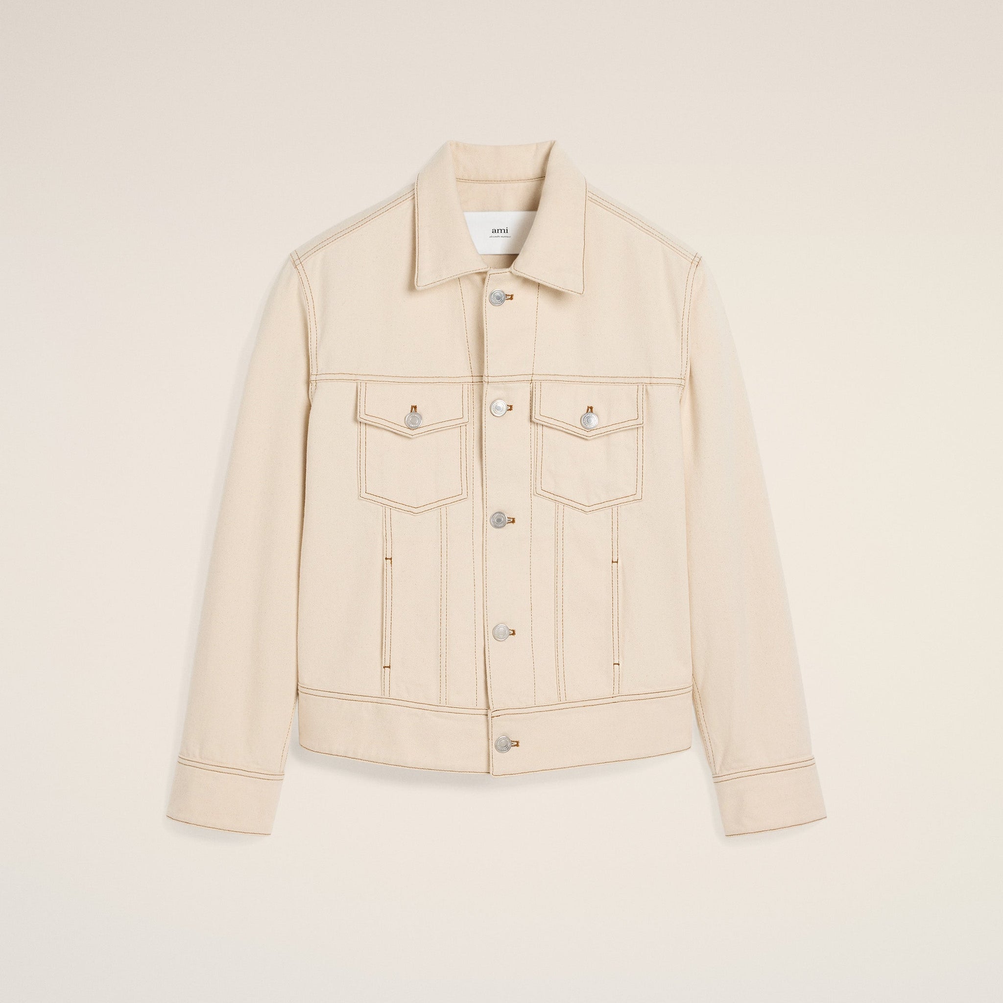 Beige Cotton Ami Paris Trucker Jacket
