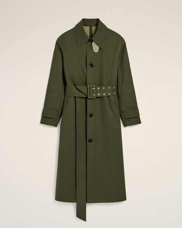 Green Cotton Belted Mac