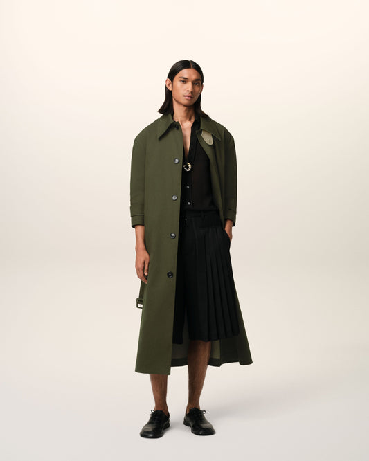 Green Cotton Belted Mac