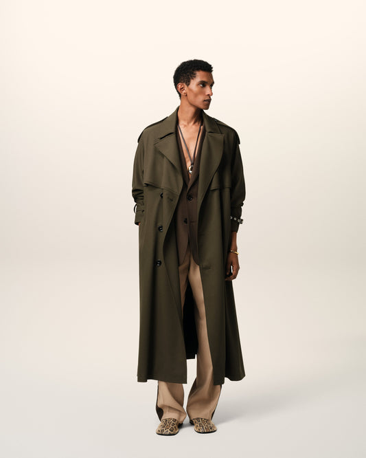 Green Wool Trench Coat