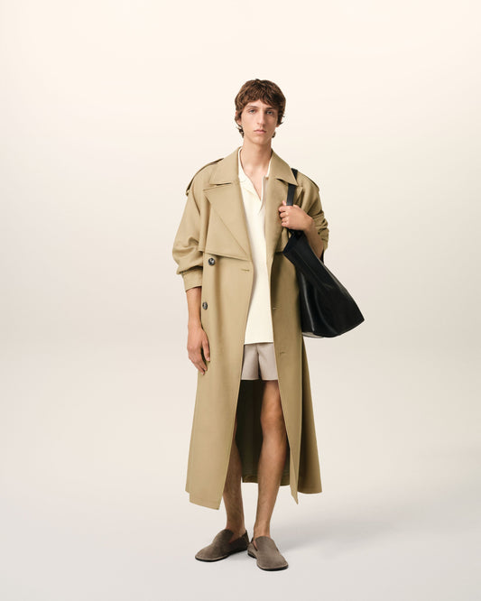 Beige Wool Trench Coat