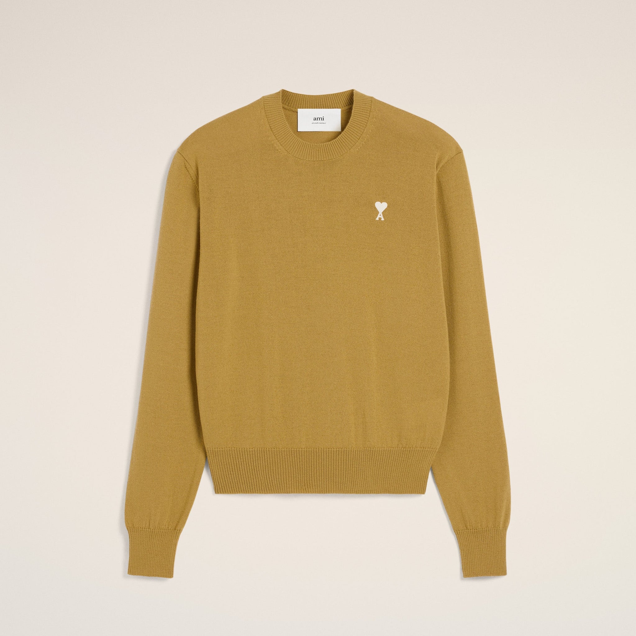Mustard Wool Ami de Coeur Crew Neck Sweater