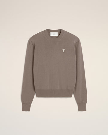 Beige Wool Ami de Coeur Crew Neck Sweater